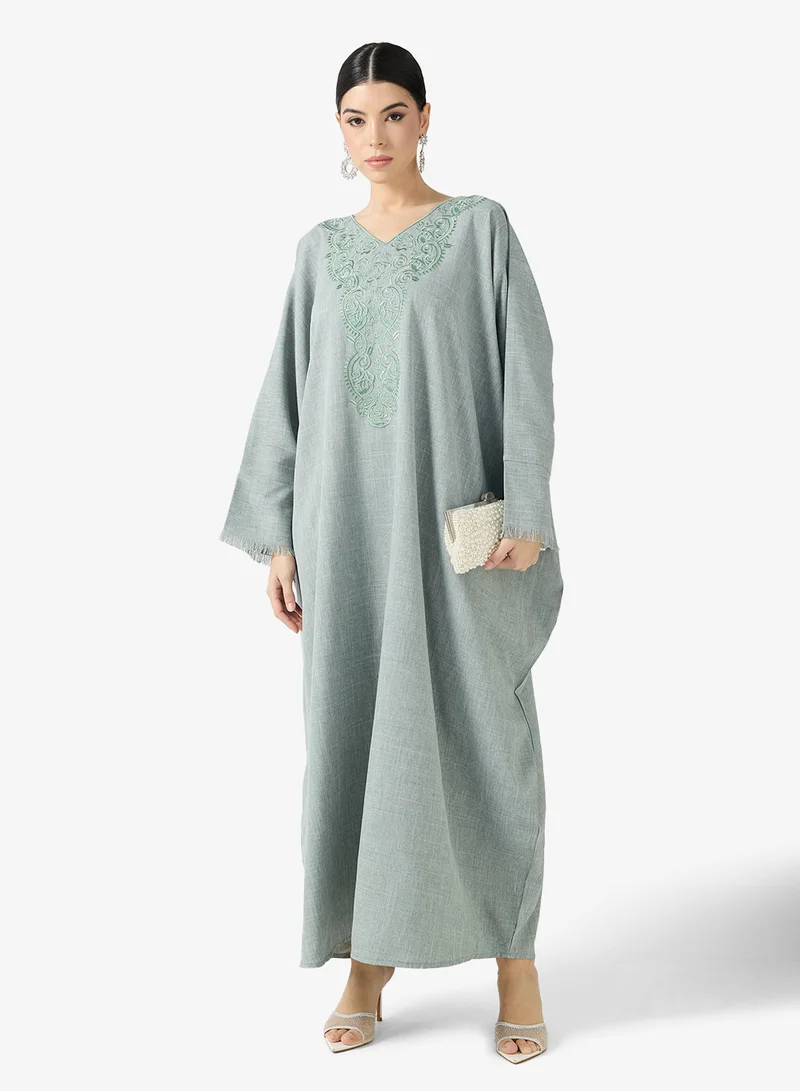 hayas closet  Embroidered Belted Jalabiya for Women | Best Price UAE